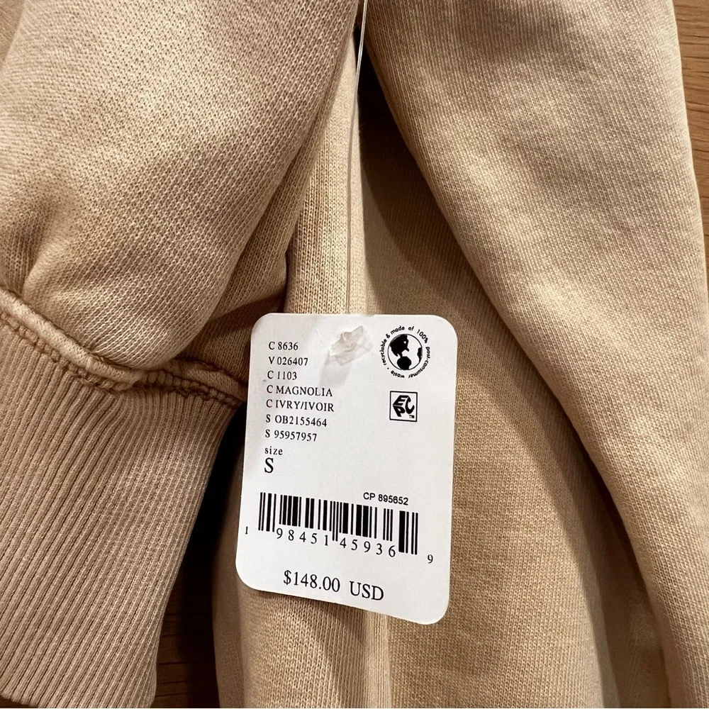 Free People FP Movement Undefeated Cotton Hooded Sweatshirt Sand Size Small NWT
